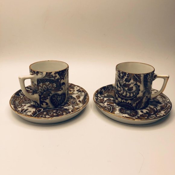 Vintage ceramic paisley print demitasse cups